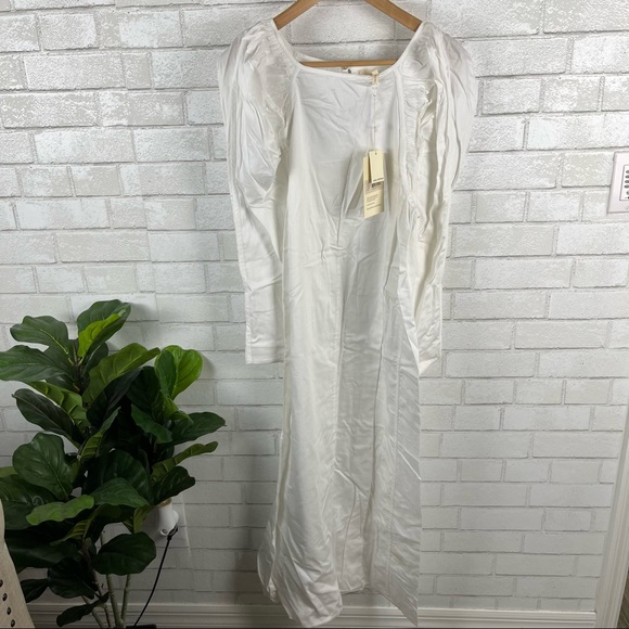 NWT Mara Hoffman Elisabetta White Dress Puff sleeve square neck Maxi size small - Picture 6 of 16